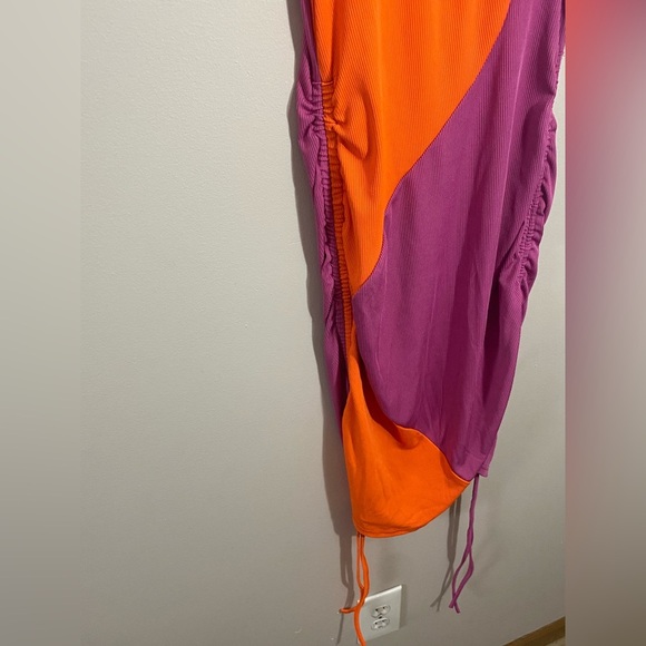 NWT Verdusa Women's Color Block Drawstring Ruched Ribbed Bodycon Dress .Size M - Picture 8 of 10